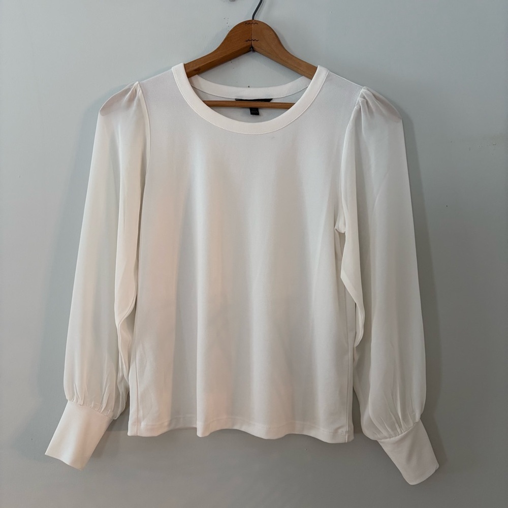 Banana Republic Chiffon Long Sheer Sleeve Blouse Ivory XS Elegant Lightweight